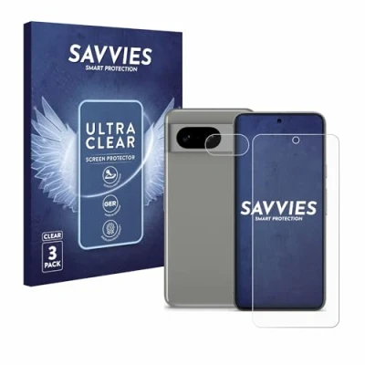 Abbildung von Savvies 6 Stück Schutzfolie für Google Pixel 8 (Display+Kamera) Displayschutz Folie Ultra Transparent