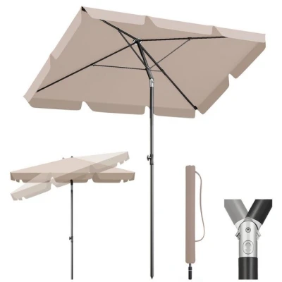 Abbildung von Sekey Sonnenschirm 200 x 125 cm Balkonschirm Rechteckig mit Schutzhülle, LxB: 200x125 cm, Abknickbar, Sonnenschutz UV50+, Marktschirm für Terrasse, Garten