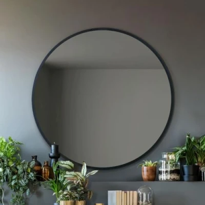 Abbildung von MirrorOutlet The Fenestra Wandspiegel, rund, 100 x cm, silberfarben
