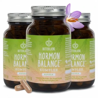 Abbildung von Bitterliebe Hormon Balance Komplex Myo Inositol &amp; Mönchspfeffer hochdosiert mit Agnus Castus, Yamswurzel für Wechseljahre, PMS Menopause Unterstützung dein Zyklus (180 Kapseln 3 Dosen)