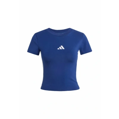 Abbildung von adidas Damen Essentials 3 Stripes Slim Baby T Shirt, Dark Blue/White, XS