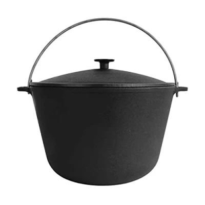 Abbildung von 4BIG.fun Grilltopf 6L Kazan Schwenktopf mit Deckel aus Gusseisen, Gusseisen