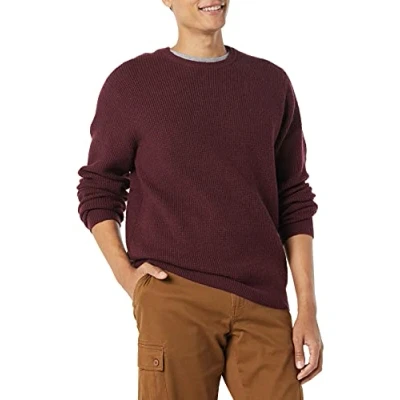 Abbildung von Amazon Essentials Herren Soft Touch Pullover mit Langen Ärmeln, Rundhalsausschnitt und Waffelstich, Burgunderrot, L