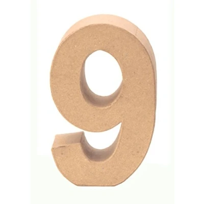 Abbildung von Glorex 6 2029 139 Papp Zahl 9, aus brauner Pappe, ca. 17,5 X 5,5 cm groß, zum bemalen und bekleben, für Serviettentechnik Décopatch, ideal als Dekoration