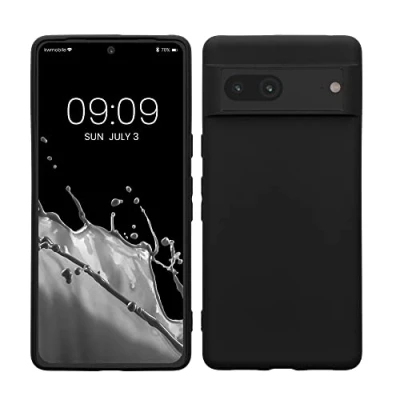 Abbildung von kwmobile Hülle kompatibel mit Google Pixel 7 gummierte TPU Silikon Handyhülle Schutzhülle für kabelloses Laden Case in Schwarz