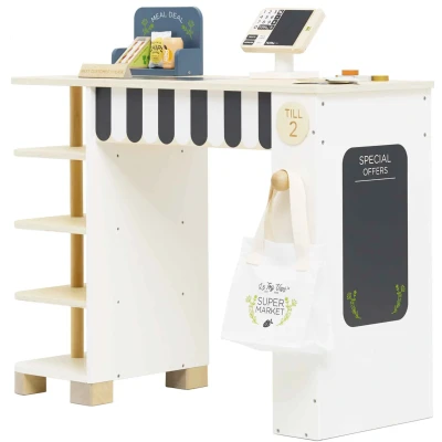 Abbildung von Le Toy Van TV338 Großer Supermarkt Spielzeug für Kinder ab 3 Jahren, Kistentisch aus Holz, 79 x 36 81 cm, mit Zubehör und Scannertafel Förderband