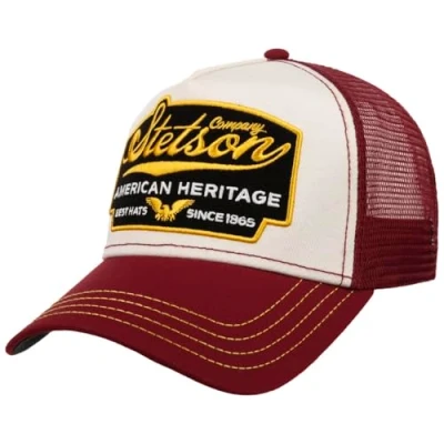 Abbildung von Stetson American Heritage Trucker Cap klein One Size 52 55 cm Basecap im amerikanischen Stil Snapback mit luftigem Netzeinsatz Meshcap Sommer/Winter Baseballcap Bordeaux