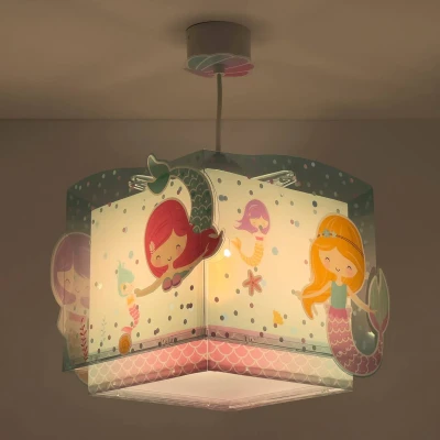 Abbildung von Dalber Lampe Kinderzimmer, kinderlampe Pendelleuchte Hängelampe, Deckenleuchte Kinder, Deckenlampe kinderzimmer Mermaids Meerjungfrauen, 63442, E27