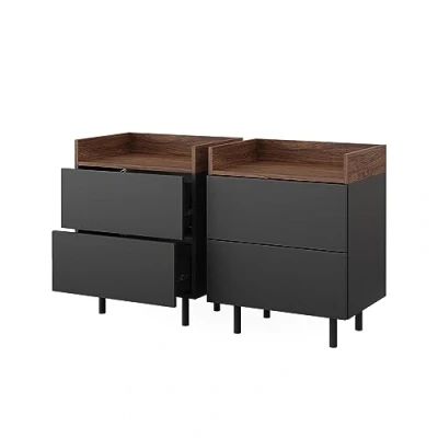 Abbildung von Vicco Nachtschrank Anika, Anthrazit/Nussbaum, 54 x 68 cm 2er Set