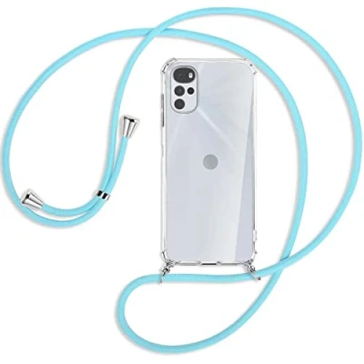 Abbildung von mtb more energy® Handykette kompatibel mit Motorola Moto G22 4G (6.5&#039;&#039;) Himmelblau Smartphone Hülle zum Umhängen Anti Shock Full TPU Case