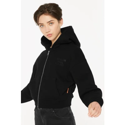 Abbildung von Harlem Soul Darla Hoodie Cropped Sweatjacke, Damen, Größe: Large, Black