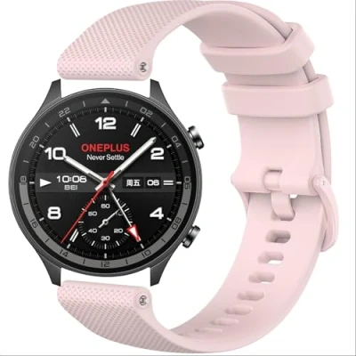 Abbildung von GIOPUEY Armband Kompatibel mit OnePlus Watch 2R, Weiches Silikon [Verschleißfest] [Atmungsaktiv] Ersatzarmband Pink