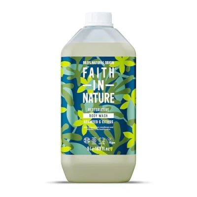 Abbildung von Faith In Nature Natural Seaweed &amp; Citrus Body Wash, Detoxifying, Vegan Cruelty Free, No SLS or Parabens, 5L Refill Pack