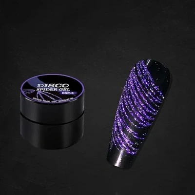 Abbildung von Einfarbig/leuchtend/Bling Glitzern Disko Spinne Gel,21 Farben Nagel Kunst Drahtziehgel zum Ziehen von Linien,neues verbessertes Matrixgel mit Gelfarbe (Glitzer Spinnengel, DSP03#Lila)