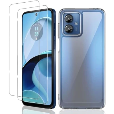 Abbildung von QJOY [3 Stück] Schutzfolie für Motorola Moto G14 5G, 9H Härte Displayschutzfolie, Anti Kratzen, Bläschen, Hohe Definition Panzer Schutz Glas
