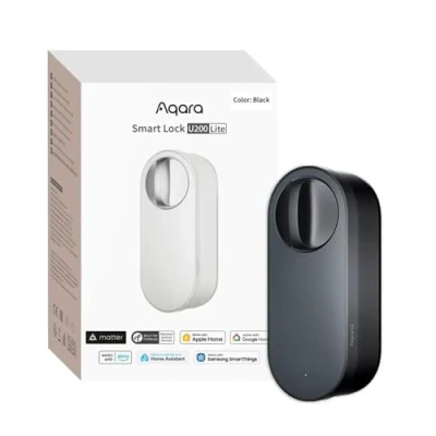 Abbildung von Aqara Smart Lock U200 Lite, Matter over Thread, Smartes Türschloss mit Aufladbarem Akku und Leiser Modus, Elektrisches Türschloss, Unterstützt Apple Home, Home Assistant, Google Alexa, Schwarz