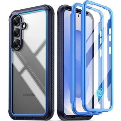 Abbildung von POETIC Guardian Hülle für Samsung Galaxy S25 5G, 6M Falltest gemäß Militärstandard, integrierter Displayschutz und Fingerabdruck ID, robuste stoßfeste Ganzkörperhülle, Blau/Klar
