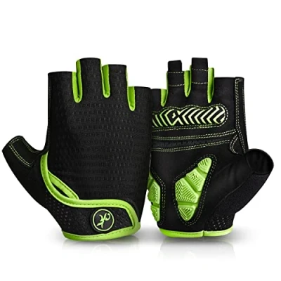 Abbildung von MOREOK Fahrradhandschuhe für Herren Damen Sommer Radsporthandschuhe Halbfinger 5MM SBR Gel rutschfeste/stoßdämpfende Handschuhe Mountainbike, Rennrad &amp; Downhill Y XXL