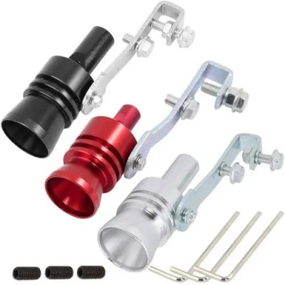 Abbildung von Turbo Sound Simulator Pfeife,Tianher 3 Stück Auspuff Pfeife Endrohr Blow off Ventil Aluminiumlegierung Auto Fahrzeug Automobile Modified Tail Throat Whistle Rohr Abblasventil Simulator.