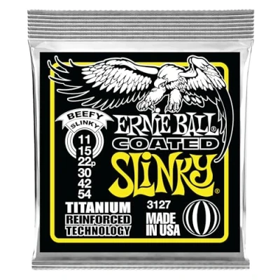 Abbildung von Ernie Ball Beefy Slinky Coated Titanium RPS E Gitarrensaiten, Stärke 11 54