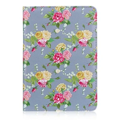 Abbildung von 32nd Blumen Series PU Leder Folio Hülle Case Flip Cover für Apple iPad Mini 1, 2 &amp; 3, Blumendesign hüllen Entwurf gemacht Mit Ständer Weinlese Rosen Fossil