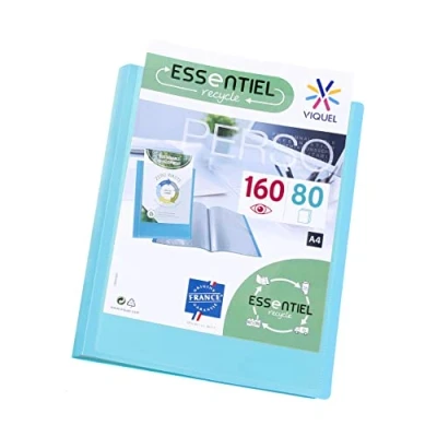 Abbildung von Viquel A4 Sichtbuch mit 160 Hüllen Individuelle Bindung Glatte Klarsichthüllen Recycled Essential Türkisblau