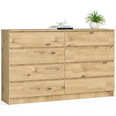 Abbildung von AKORD Kommode mit 8 Schubladen Komodenschrank Funktional Für Wohnzimmer Schlafzimmer Langlebig Rollenführung Universelles Design ABS Kante 40x160x99cm