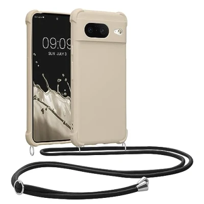 Abbildung von kwmobile Necklace Case kompatibel mit Google Pixel 8 Hülle Cover Kordel zum Umhängen Silikon Schutzhülle Creme