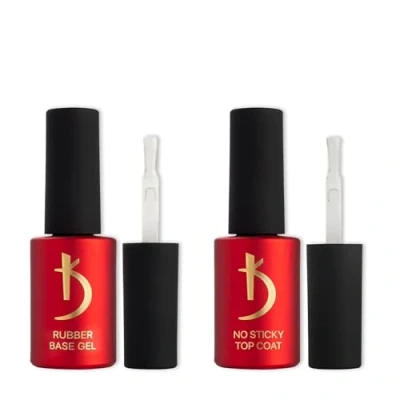 Abbildung von K Professional Nail Gel Polish Rubber Base &amp; No Wipe Top Coat Nagellack Maniküre Kit Glanz Langlebig Geeignet für Anfänger Profis Hochglanz Gesunde Nägel 2x7ml Nagelverlängerung