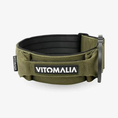Abbildung von VITOMALIA® Taktisches Hundehalsband, 5 cm Breit: Stabiles Nylon, Magnet Handgriff, Sicherheitsschnalle, hundehalsband große Hunde (5cm/M = 40cm 50cm, Khaki)
