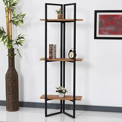 Abbildung von en.casa Standregal, Bjerringbro Bücherregal 150x55x24cm Schwarz/Walnuss Optik
