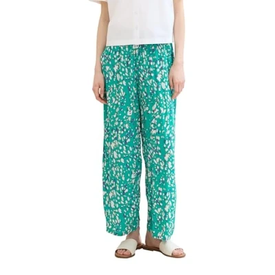 Abbildung von TOM Tailor Denim Fliessende Culotte Stoffhose, Damen, Größe: XL, Abstract green dot print