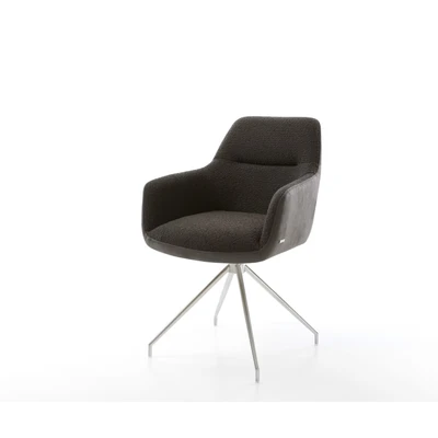Abbildung von Drehstuhl Pejo Flex Materialmix Schwarz Kreuzgestell konisch Edelstahl 180 drehbar