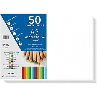 Abbildung von Dohe A3 Karton, weiß, für Bastelarbeiten und Druck (50 Stück) 21 x 29,7 cm 180 g/m² Büromaterial