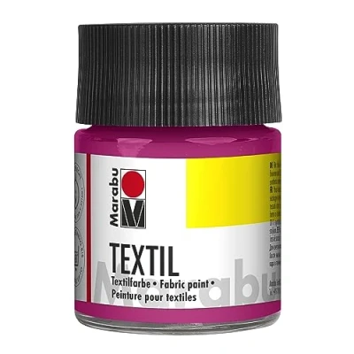 Abbildung von Marabu 17160005014 Textil Stoffmalfarbe für helle Stoffe, Magenta 50 ml, Druckfarbe auf Wasserbasis, waschbeständig bis 60C, Fixierung durch Bügeln o. Backofen