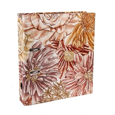 Abbildung von Rhodia 120025C ORANGE Botanique Ordner für DIN A4 Blätter, 21 x 29,7 cm, Rücken 7cm, Deckel soft touch, mit Blumenmotiven, 1 Stück