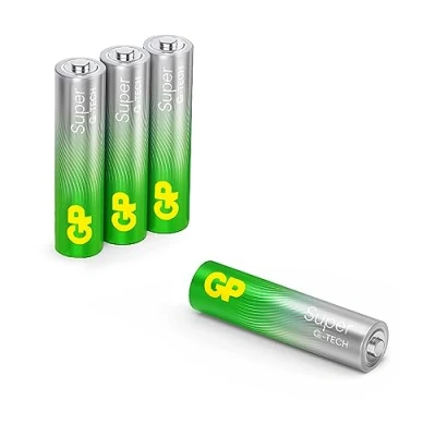 Abbildung von GP Super Alkaline Batterien AAA Micro, LR03, 1,5V, 4 Stück, ideal für Die Stromversorgung von Geräten des täglichen Bedarfs Neue G TECH Technologie