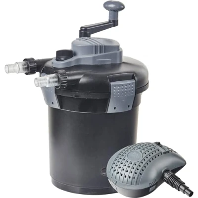 Abbildung von Heissner Druckfilter Set HLF3000 00 inkl. 7 Watt UV C Teichklärer für Teiche mit 3000 l