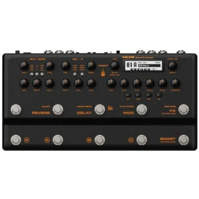 Abbildung von NUX Trident Multi Effekt Prozessoren mit Adapter, TSAC 4K Amp Modellierungsalgorithmus, 27 Cab IRs, 1024 Probenauflösung