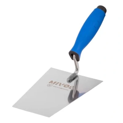Abbildung von Mivos Edelstahl Trapez Maurerkelle 180 x 80 mm Rostfreie Trapezkelle mit Gummigriff Stuckateur Kelle für Mauerwerk Putzkelle Made in EU