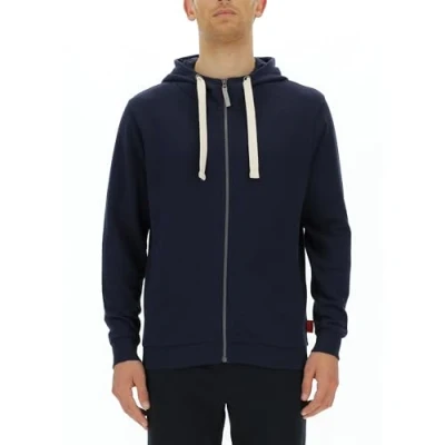 Abbildung von CITROËN O102941 A928 Hooded Sweatshirt Full Zip Vintage Logo Sleeve Print W/Side Pockets C23W Herren Night Blue Größe XXL