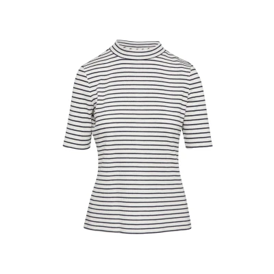 Abbildung von comma Gestreiftes MIT Stehkragen Tshirt print, Damen, Größe: 36, Weiß