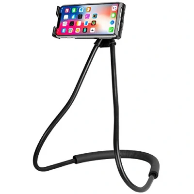Abbildung von ANGGO Lazy Phone Halter, Universal Handy Ständer Schwanenhals 360 drehbarem flexiblem lang Arm DIY drehbar Mounts hängen auf Neck Halter für iPhone Samsung HTC Handys (Schwarz)