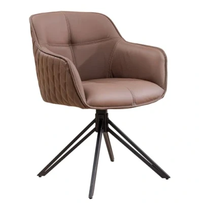 Abbildung von riess ambiente Polsterstuhl EUPHORIA braun / schwarz (Einzelartikel, 1 St), Esszimmer · Echtleder Metall mit Armlehne 180 drehbar Retro