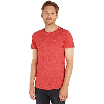 Abbildung von Tommy Jeans SLIM Jaspe NECK Tshirt basic, Herren, Größe: XXS, Deep crimson