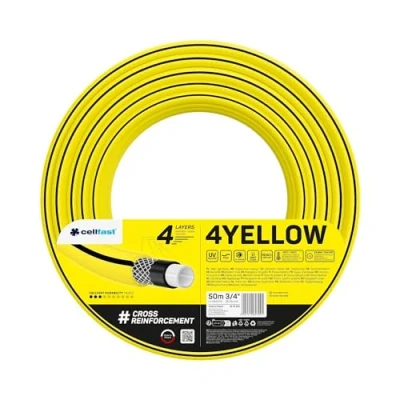Abbildung von Cellfast YELLOW Gartenschlauch, Leicht, Strapazierfähig, 4 lagig, Haltbare Kreuzgeflecht, UV und Algenfest, Verwindungsfestigkeit, REACH Technologie, 20 bar, 10/+50 Verschluss: 3/4&quot;, 50m