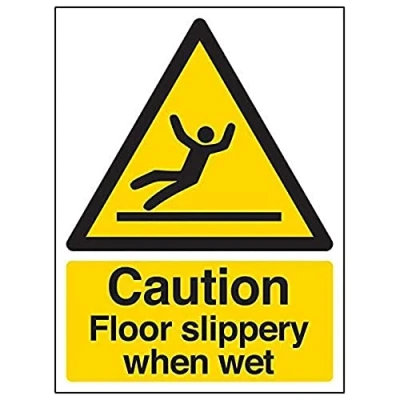Abbildung von VSafety 63044AN S Schild „Caution Floor Slippery When Wet“ Schild, 150 mm x 200 mm, 3 Stück