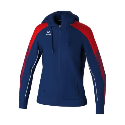 Abbildung von Erima Damen EVO STAR Trainingsjacke mit Kapuze (1032435), new navy/rot, 34