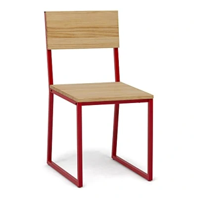 Abbildung von Abnehmbarer Stuhl Oxford Eco Rot aus Massivholz Kiefernholz Natürliches Finish Nordischer Stil Industrie Box Furniture