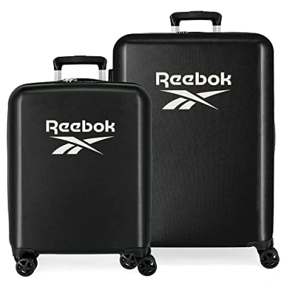 Abbildung von Reebok Roxbury Koffer Set, Schwarz, 55/70 cm, robust, ABS Kunststoff, integrierter TSA Verschluss, 119,4 l, 6 kg, 4 Doppelrollen, Handgepäck, Schwarz , Set de maletas, kofferset